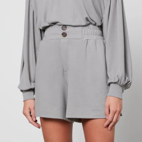 VARLEY Henderson High-waist Shorts In Gray Flannel - Picture 2 of 8